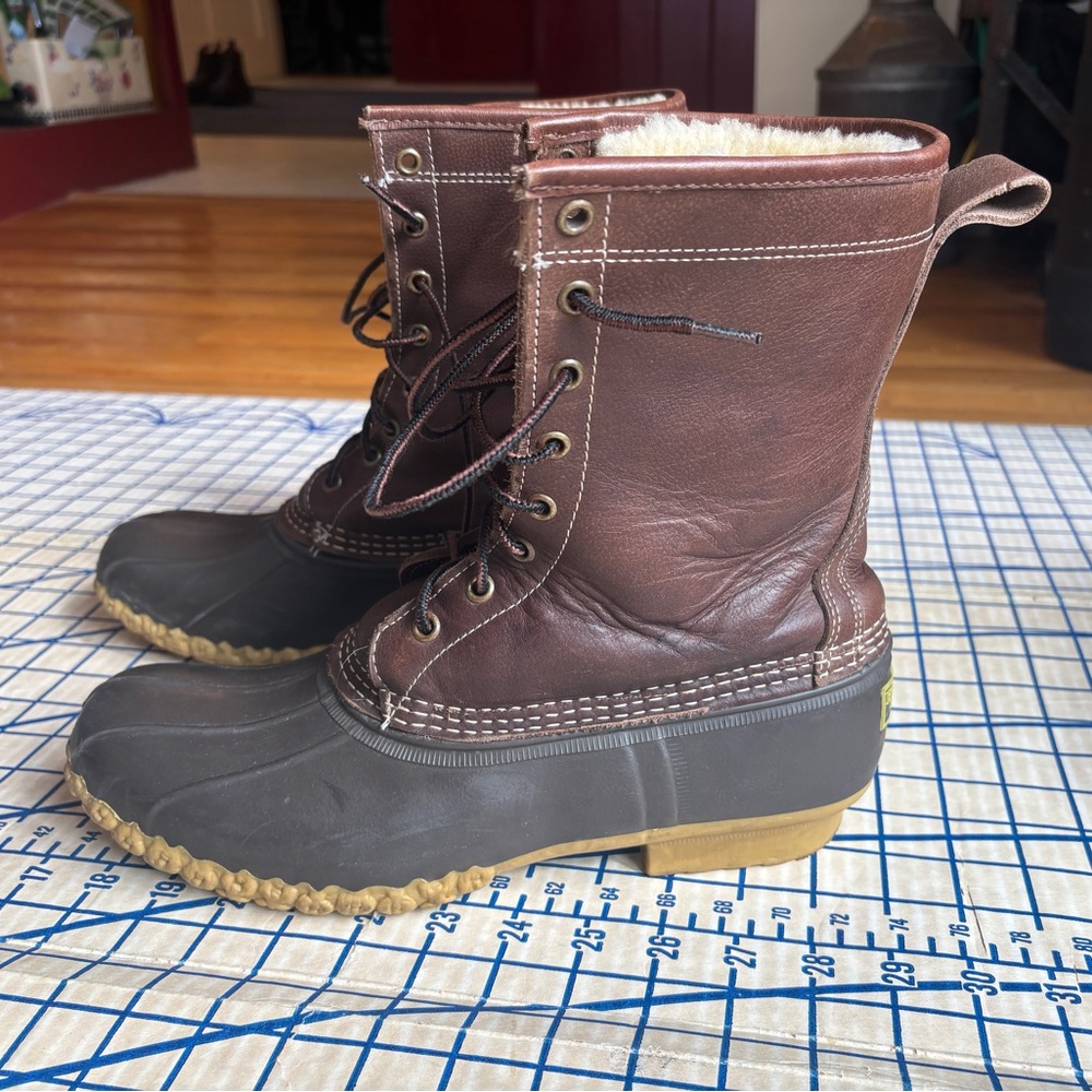 L.L. Bean Bean Boots, 10" Shearling-Lined Tumbled Leather